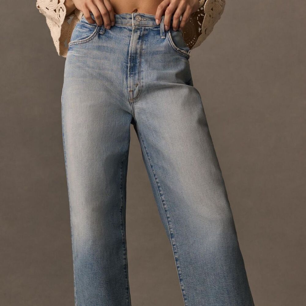 MOTHER Distressed Light Blue Flare Jeans - Picture 6 of 7